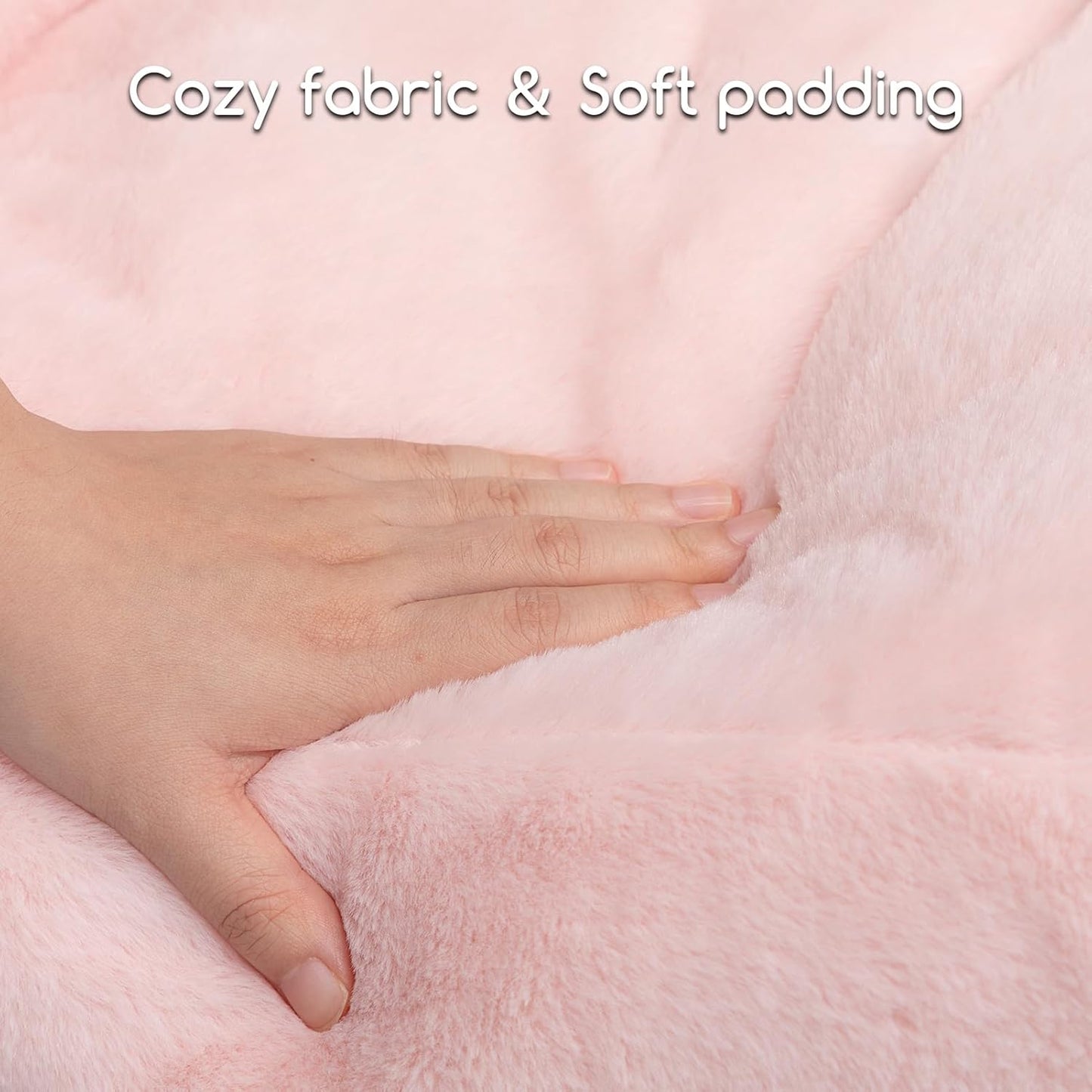 Fluffy Dog Cat Bed Pet Couch Beds Plush Soft Warming Washable Puppy Bed for Small Medium Dogs and Large Cats, Pink, 24" L x 18" W x 10" Th