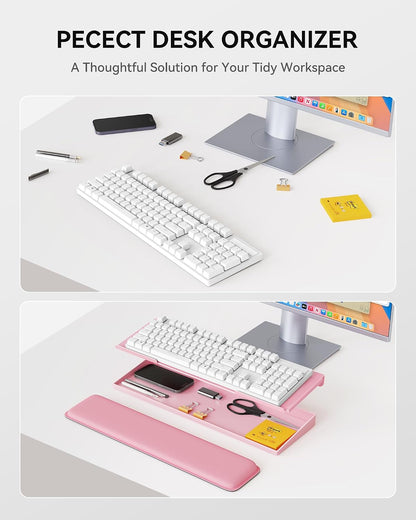 Computer Keyboard Stand with Storage Box, Keyboard Riser with Wrist Rest