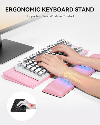 Computer Keyboard Stand with Storage Box, Keyboard Riser with Wrist Rest