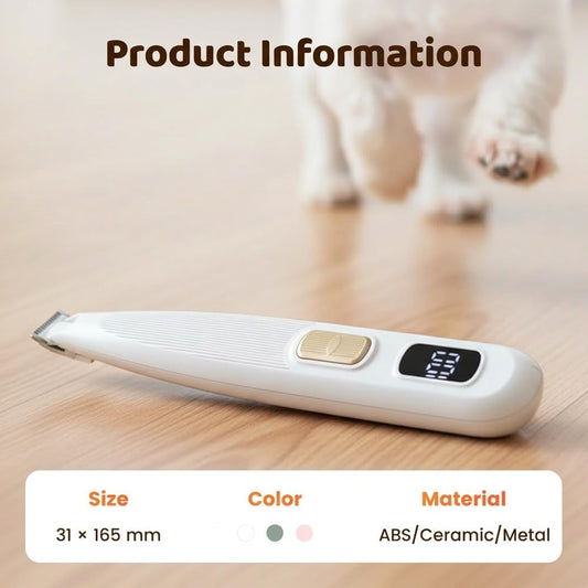 Rechargeable Pet Hair Trimmer Kit, 2026 New Low-Noise Dog Paw Trimmer with LED Light, Electric Dog Grooming Clippers Waterproof Pet Hair Shaver for Dogs and Cats for Paws Ears Face (Pink)