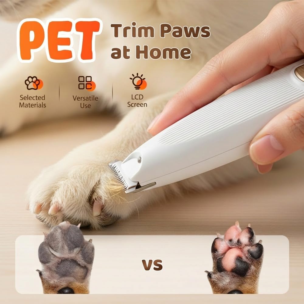 Rechargeable Pet Hair Trimmer Kit, 2026 New Low-Noise Dog Paw Trimmer with LED Light, Electric Dog Grooming Clippers Waterproof Pet Hair Shaver for Dogs and Cats for Paws Ears Face (Pink)