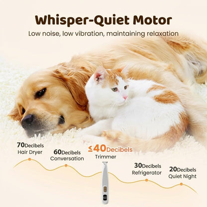 Rechargeable Pet Hair Trimmer Kit, 2026 New Low-Noise Dog Paw Trimmer with LED Light, Electric Dog Grooming Clippers Waterproof Pet Hair Shaver for Dogs and Cats for Paws Ears Face (Pink)