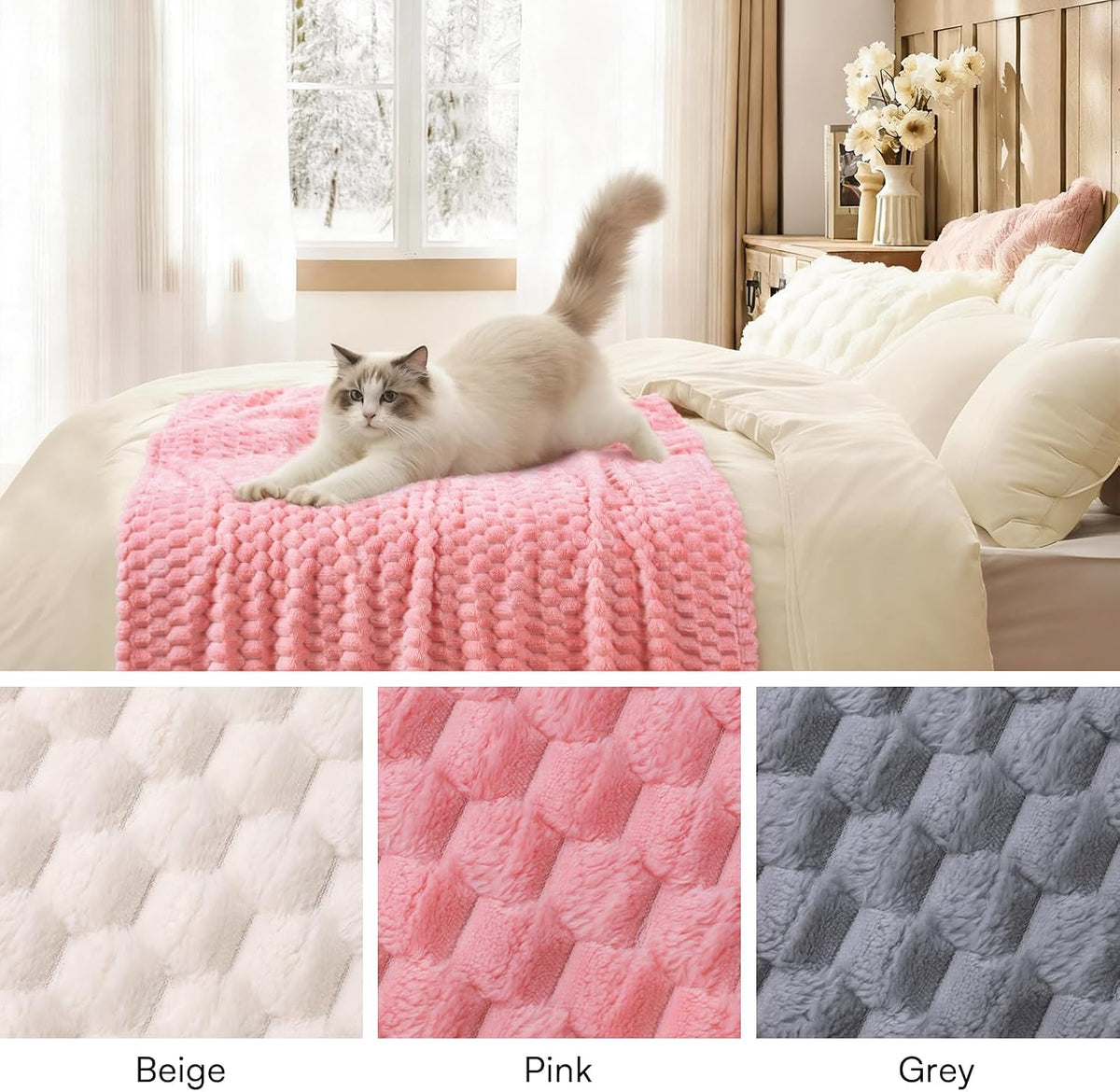 Fleece Dog Blanket, Cozy Washable Sofa Protector for Pets Puppy