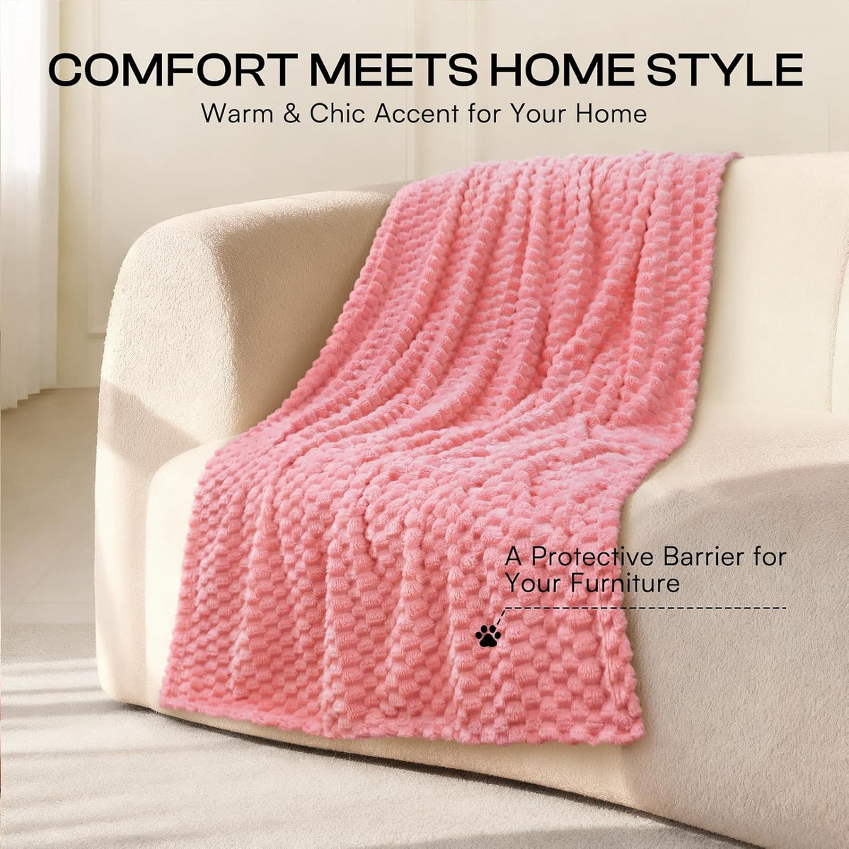 Fleece Dog Blanket, Cozy Washable Sofa Protector for Pets Puppy