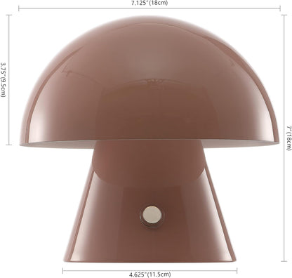 Porcini Mushroom Table Lamp 7" Rechargeable LED, Pink