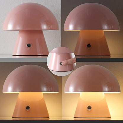 Porcini Mushroom Table Lamp 7" Rechargeable LED, Pink
