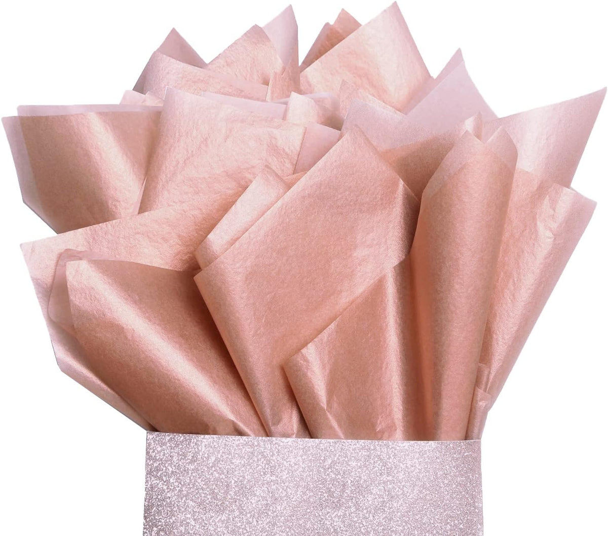 100 Sheets 20X14 Premium Metallic Rose Gold Tissue Gift Wrap Paper Bulk, Great for Gift Bag, Recyclable Gift Wrapping Accessory, Perfect for Small Gift Bags, Pinata, Wedding, Party, Cutout