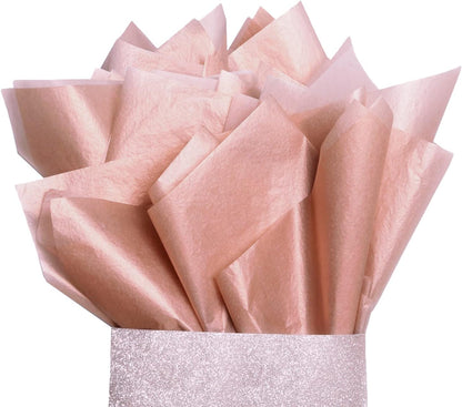 100 Sheets 20X14 Premium Metallic Rose Gold Tissue Gift Wrap Paper Bulk, Great for Gift Bag, Recyclable Gift Wrapping Accessory, Perfect for Small Gift Bags, Pinata, Wedding, Party, Cutout