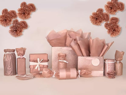 100 Sheets 20X14 Premium Metallic Rose Gold Tissue Gift Wrap Paper Bulk, Great for Gift Bag, Recyclable Gift Wrapping Accessory, Perfect for Small Gift Bags, Pinata, Wedding, Party, Cutout