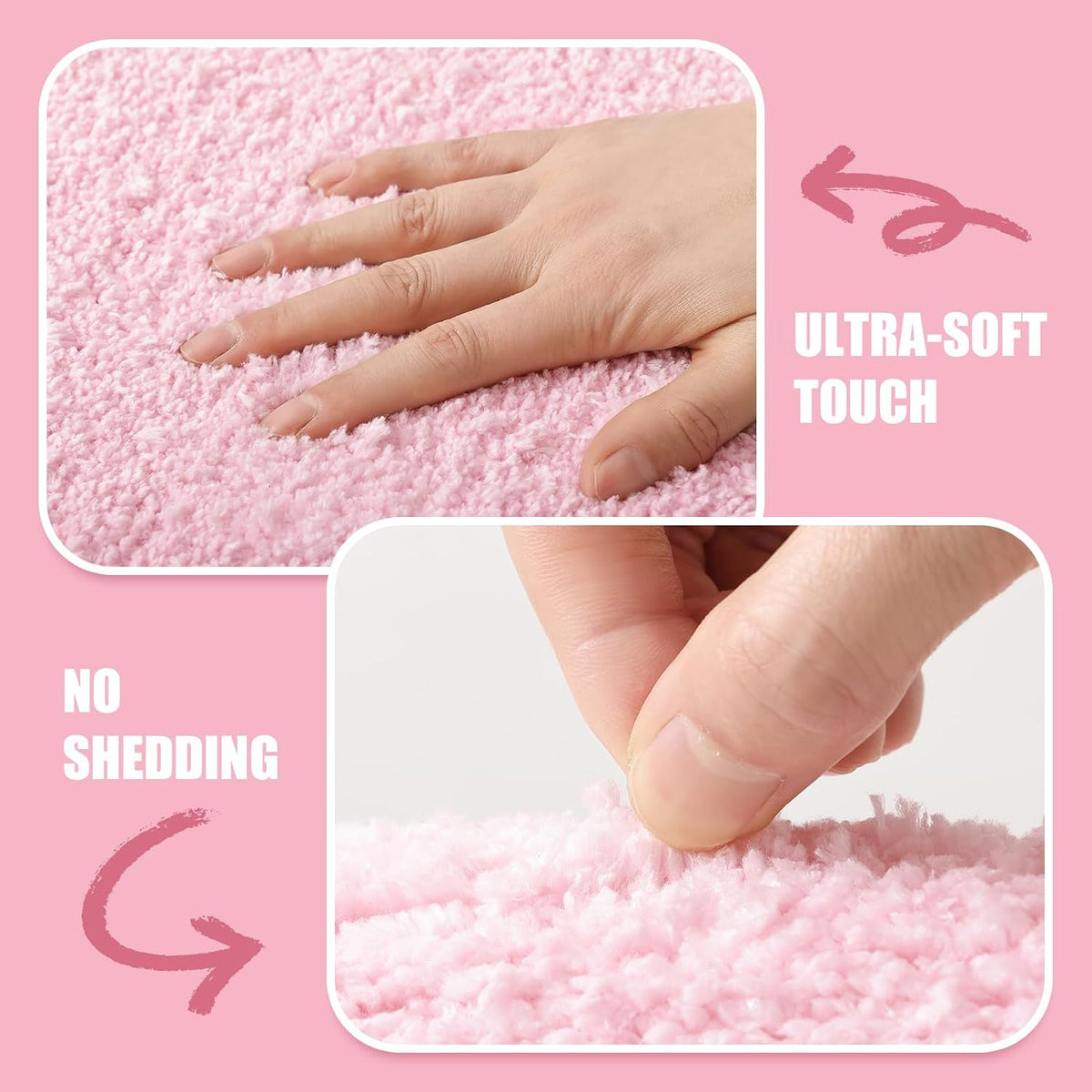 Pink Scalloped Bath Mat, Soft Cute Bath Mat, 32x20 Inch