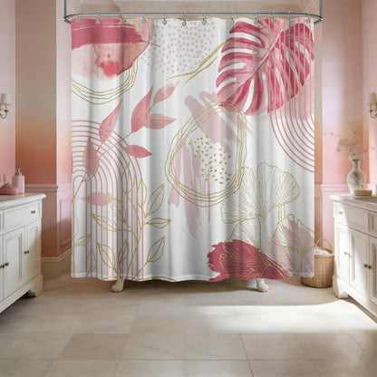 Light Pink and White Shower Curtain, 72x72 in