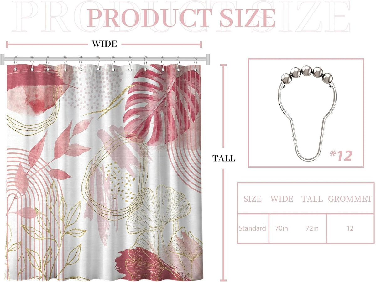 Light Pink and White Shower Curtain, 72x72 in
