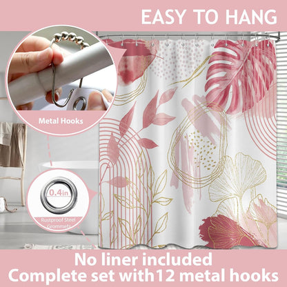 Light Pink and White Shower Curtain, 72x72 in
