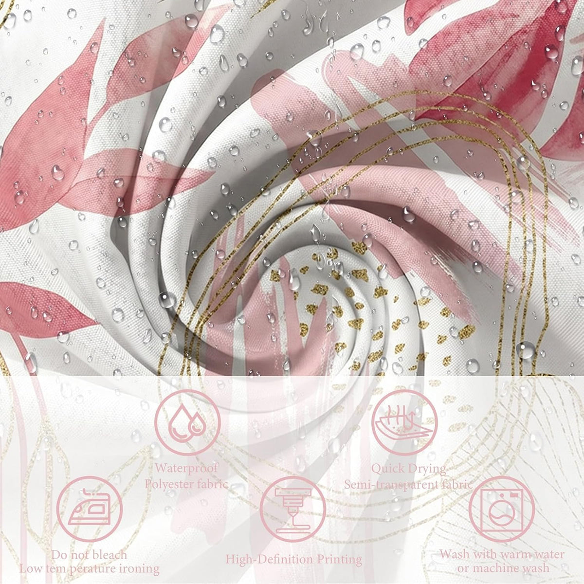 Light Pink and White Shower Curtain, 72x72 in