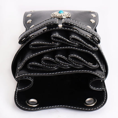 Hairdresser Waist Bag Shear Holder, 7-Slot Hairstylist PU Leather Barber Scissors Holster Pouch Tool Bag, Detachable Hair Cutting Organizer for Combs, Clippers, Spray Bottles (Pink)