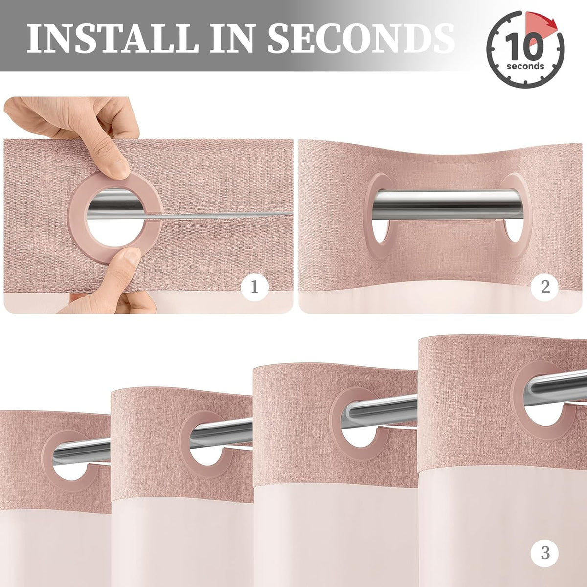 BTTN Blush Ringless Linen Textured with Snap in Liner, 72x75
