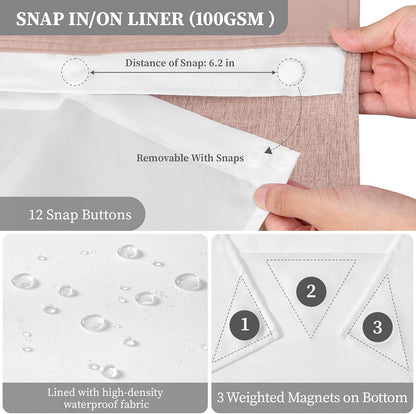 BTTN Blush Ringless Linen Textured with Snap in Liner, 72x75
