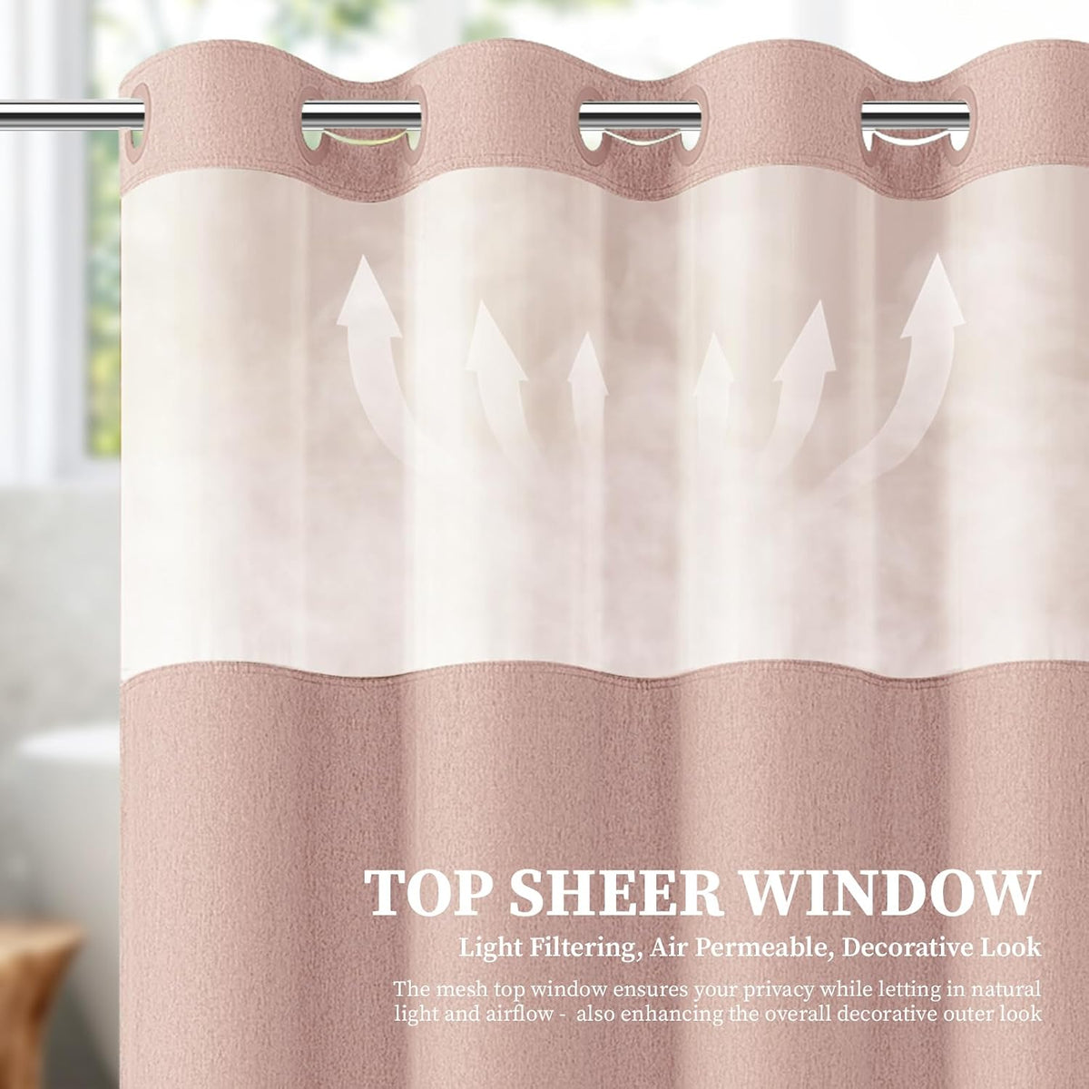 BTTN Blush Ringless Linen Textured with Snap in Liner, 72x75