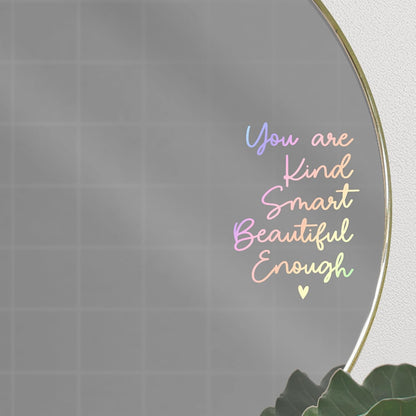 Mirror Sticker for Girls Room Bedroom - Vinyl Decal, Bathroom Wall Decals, Positive Affirmation, Slogan Wall Sticker, 5.5x7.7 Inch (Without Mirror)