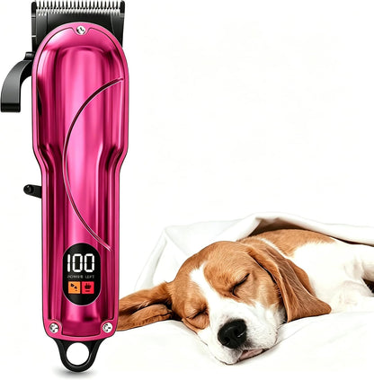 Teddy Pet Professional Cordless Electric Dog & Grooming Clipper Suitable for Large Breeds, Rechargeable Low Noise Hair Trimmer with - Operation, Suitable for Dogs, Cats, Pets Or (Pink)
