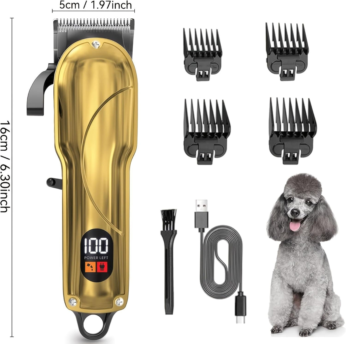 Teddy Pet Professional Cordless Electric Dog & Grooming Clipper Suitable for Large Breeds, Rechargeable Low Noise Hair Trimmer with - Operation, Suitable for Dogs, Cats, Pets Or (Pink)