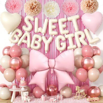 Blush Pink Baby Shower Decorations, Sweet Baby Girl Balloon Party Decor