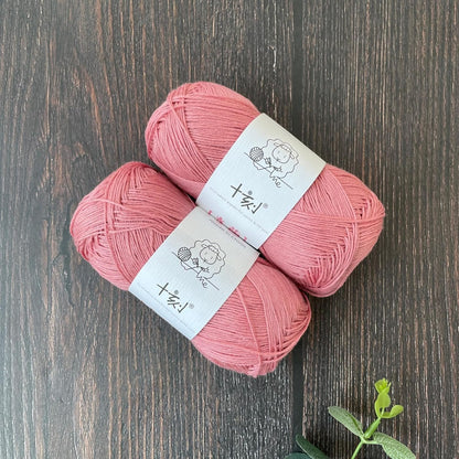 Linen rayon lyocell blend yarn, superfine fingering weight (1), 150g/5.29oz (3 strands, 50g/230yds per strand)- 12 Coral Pink