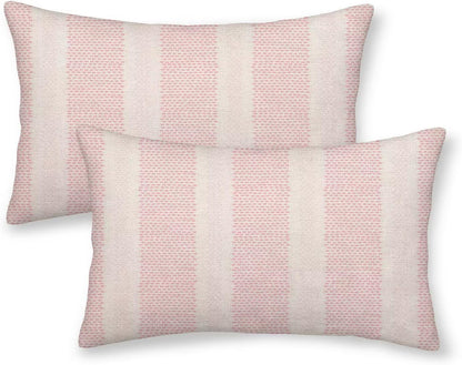 Pink Polka Dot Pillow Covers 12 x 20 Inch Set of 2 Boho Striped Decorative Outdoor Throw Pillow Covers Linen Modern Geometry Cushion Cases for Home Sofa Couch Living Room Decor