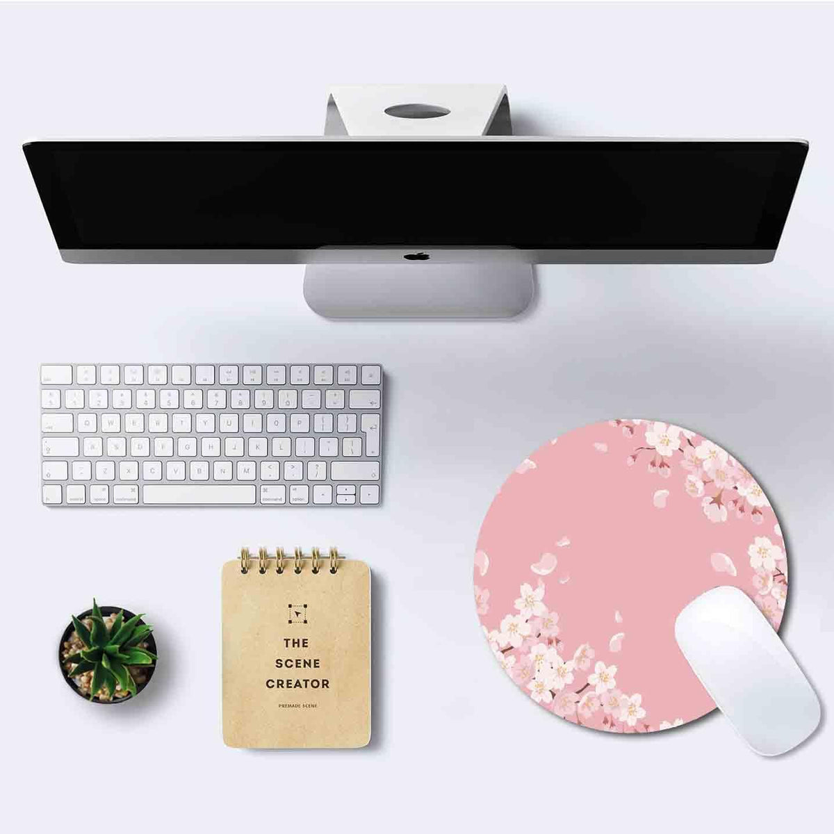 Cute Pink Mouse Pad, Floral Flowers Mouse Pad, Sakura Cherry Blossom Round Mousepad, Aesthetic Desk Decor, Anti Slip Rubber Base Mice pad for Computer Office Girl, 7.9 x 7.9 Inch
