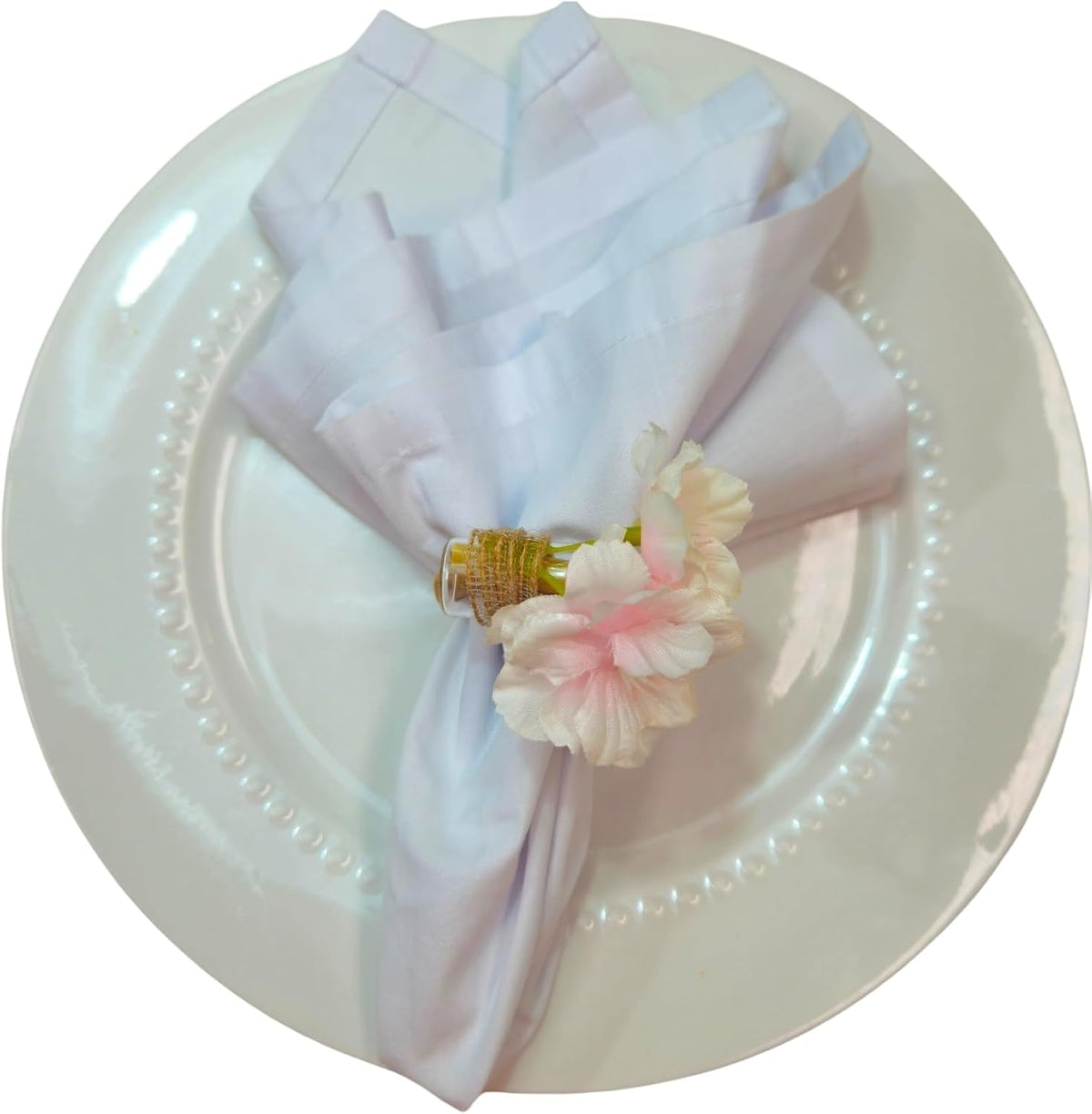 Charlo's Positive Messages in a Bottle Gratitude Good Vibes Funny Pink Cherry Blossom Flower Napkin Rings for Gifts, Birthday, Thanksgiving, Wedding Dinner Table Decor Kitchen