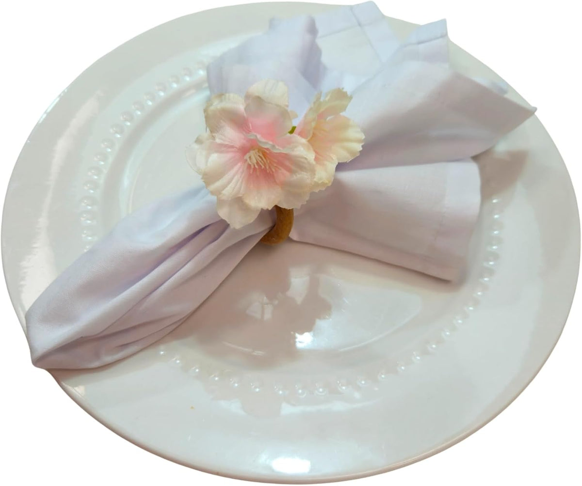Charlo's Positive Messages in a Bottle Gratitude Good Vibes Funny Pink Cherry Blossom Flower Napkin Rings for Gifts, Birthday, Thanksgiving, Wedding Dinner Table Decor Kitchen