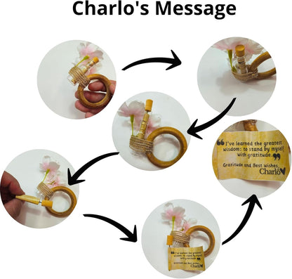 Charlo's Positive Messages in a Bottle Gratitude Good Vibes Funny Pink Cherry Blossom Flower Napkin Rings for Gifts, Birthday, Thanksgiving, Wedding Dinner Table Decor Kitchen