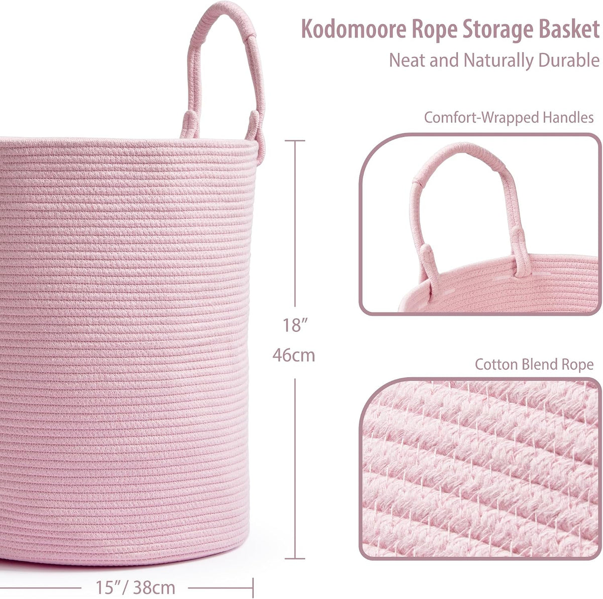 Laundry Hamper Basket, Woven Cotton Rope Blanket Basket, Nursery Storage
