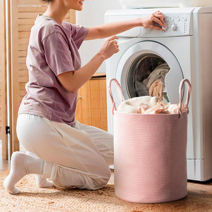 Laundry Hamper Basket, Woven Cotton Rope Blanket Basket, Nursery Storage