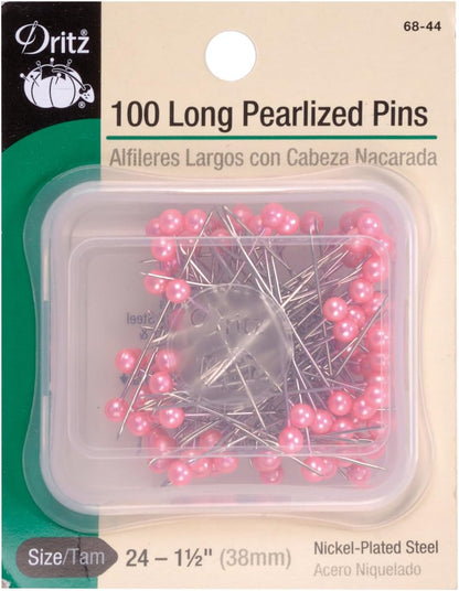 68-44 Pearlized Pins, Long, Pink, 1-1/2-Inch (100-Count)