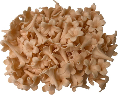 100 PCS Small Puakenikeni (04) Clay Flowers for Jewelry Making DIY Craft Supplies (Peach)