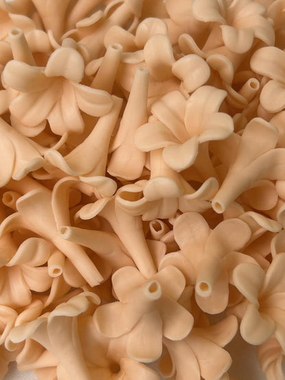 100 PCS Small Puakenikeni (04) Clay Flowers for Jewelry Making DIY Craft Supplies (Peach)