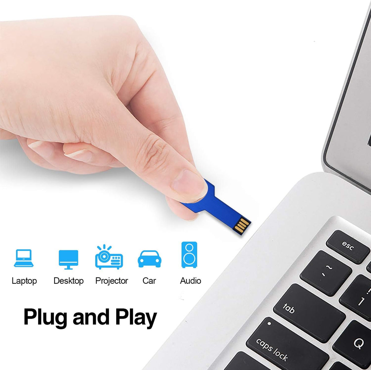 USB Thumb Drive 32GB Key Shaped USB 2.0 Flash Drive 5 Pack Metal Jump Drive