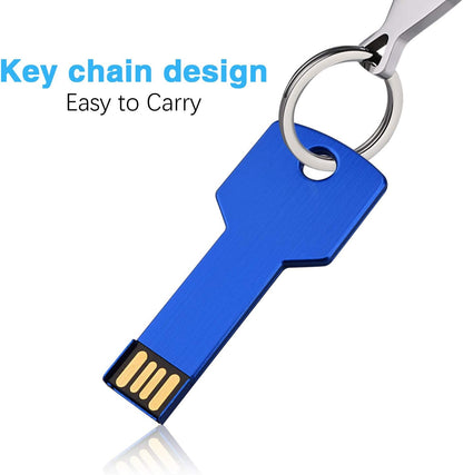 USB Thumb Drive 32GB Key Shaped USB 2.0 Flash Drive 5 Pack Metal Jump Drive