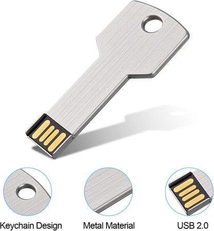 USB Thumb Drive 32GB Key Shaped USB 2.0 Flash Drive 5 Pack Metal Jump Drive