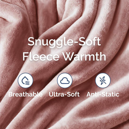 Ultra Soft Fleece Throw Blanket - College Dorm Room Essentials - Rose Pink