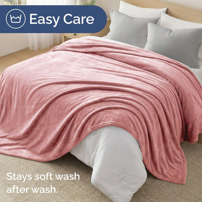 Ultra Soft Fleece Throw Blanket - College Dorm Room Essentials - Rose Pink