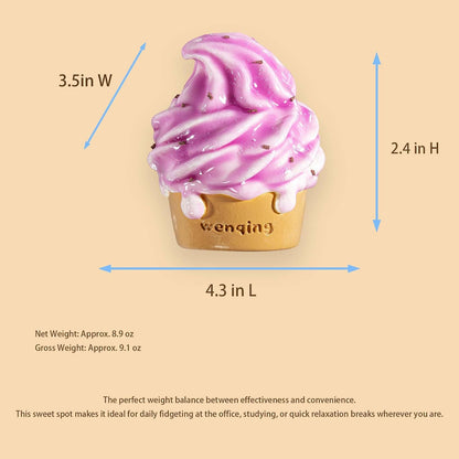 Ice Cream Cone Taba Squishy Toy, Slow Rising Stress Relief Squeeze Toy Kawaii Realistic Food Purple Fidget Premium Silicone Handmade Gift for Adults 15+ By WenQing Strong