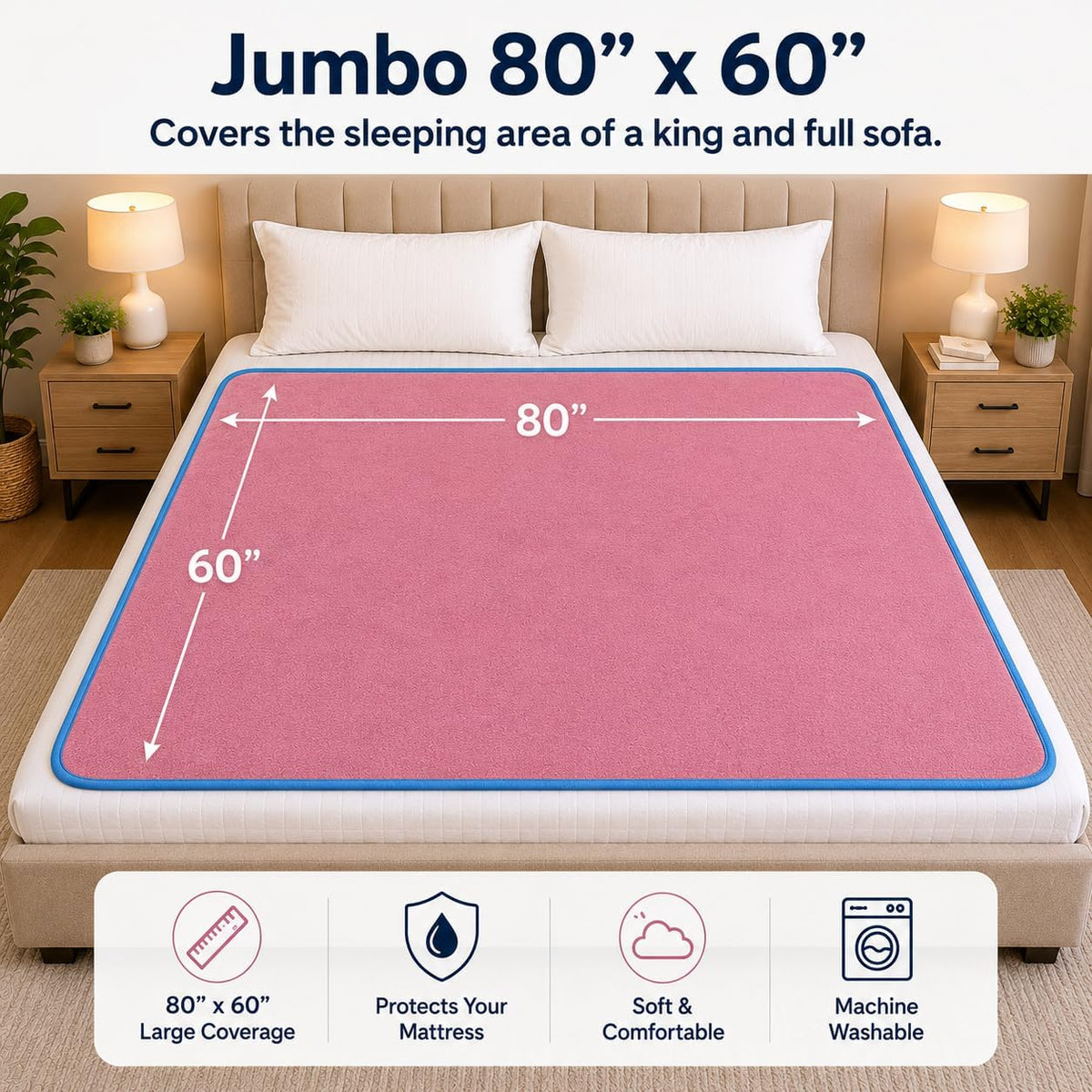 The Original Good-Time Pink/Blue Waterproof Blanket Jumbo 80x60
