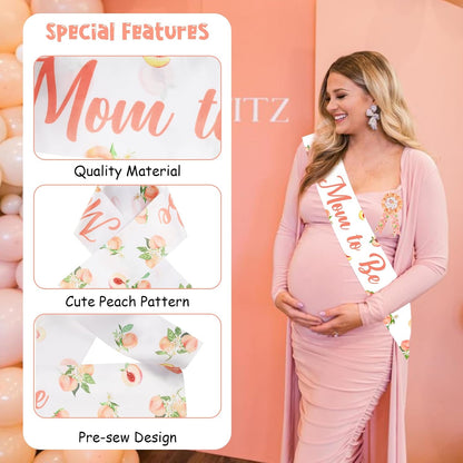 Peach Baby Shower Sash Decorations, Sweet as a Peach Party Favors Mom Dad to Be Button Pins for Girl Summer Fruit Baby Shower Decorations