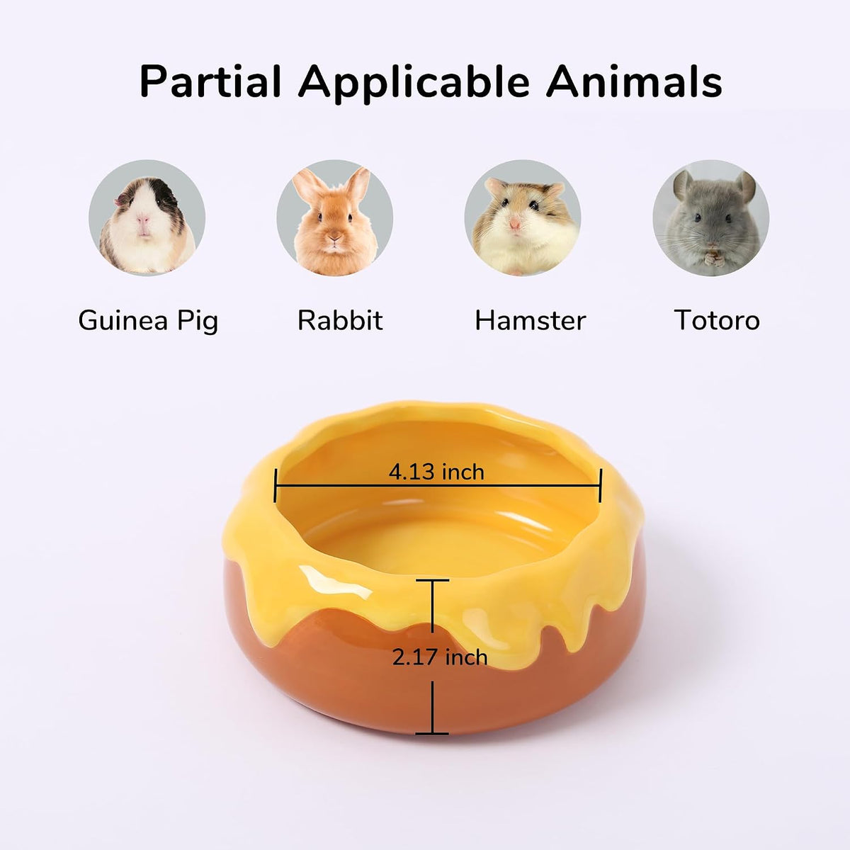 Guinea Pig Food Bowl Hamster Ceramic Water Dish Anti-Spill & Prevent Tipping Rabbit Feeding Bowl for Guinea Pig, Syrian Hamster, Bunny, Rat, Chinchilla, Squirrel, Small Animals (Pink+Purple)