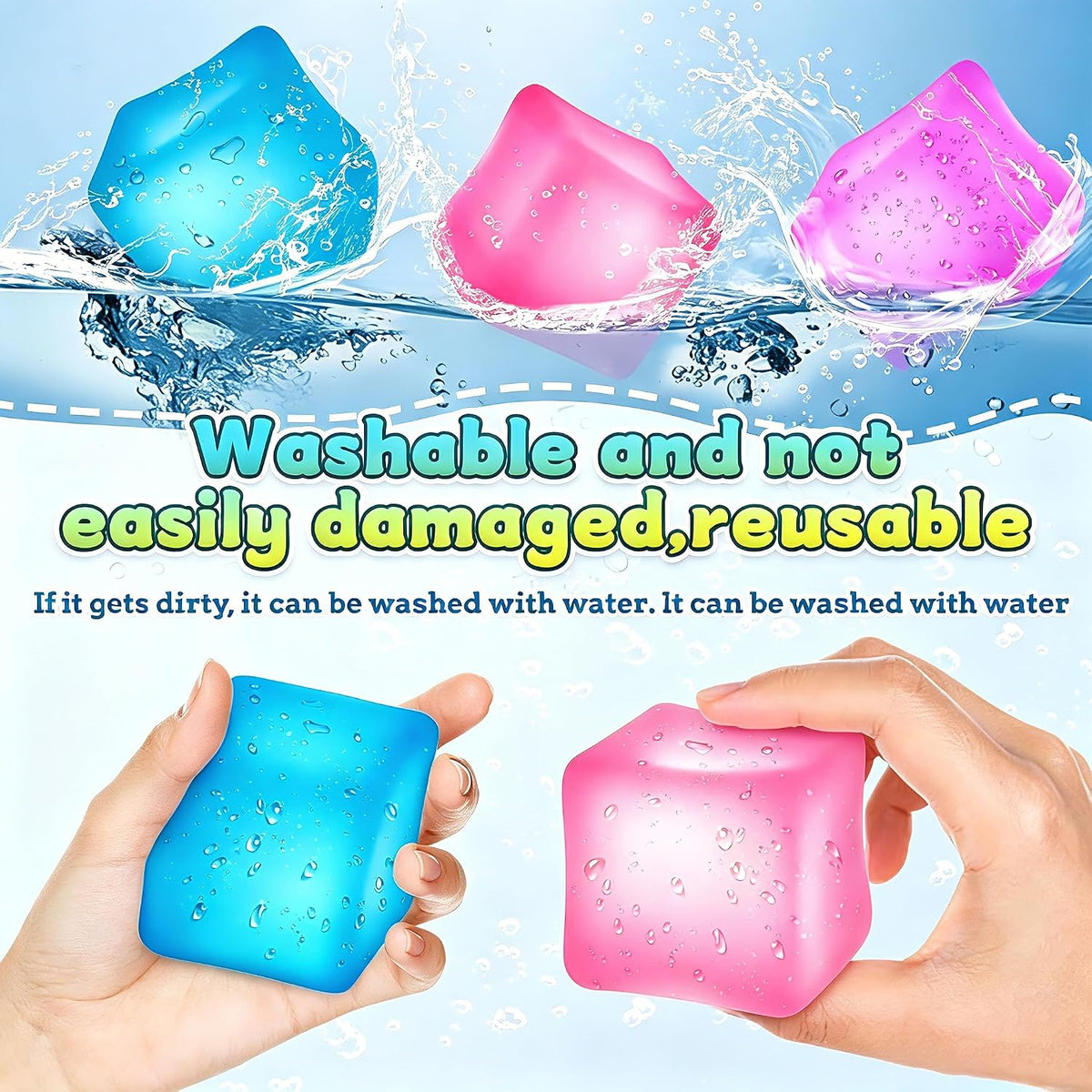 Premium Big Block Cube,Ice Cube Squishies Toys,Cube with boxGift-Ready(Pink