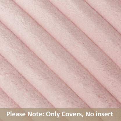 Valentines Day Soft Plush 12x20 Inch Lumbar Pillow Cover 1 Pack, Luxury Fluffy Faux Fur Striped Flannel Rectangle Cushion Case for Couch Sofa Chair Bed Home Decor Girls Gift, Light Pink