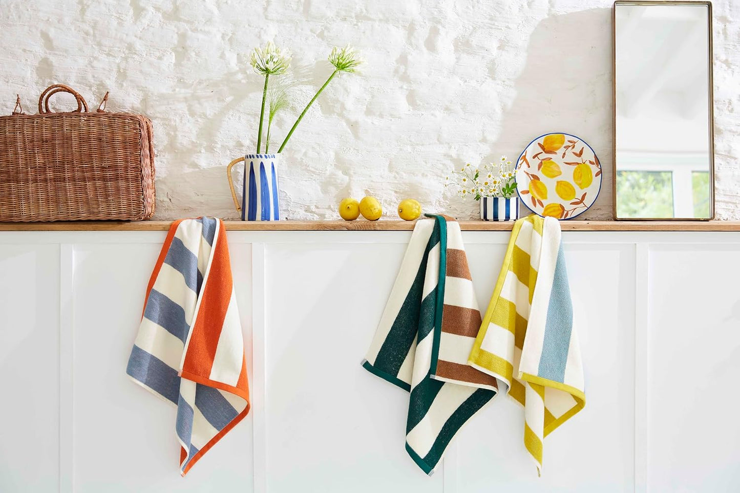 Coucke French Khaki and Ochre Beach Cotton Terry Square, 20 x 20 Inches, 100% Cotton