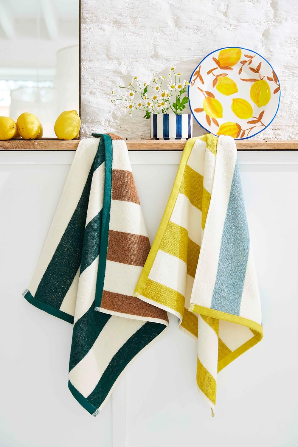 Coucke French Khaki and Ochre Beach Cotton Terry Square, 20 x 20 Inches, 100% Cotton